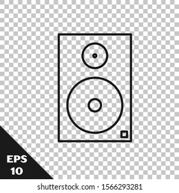 Black line Stereo speaker icon isolated on transparent background. Sound system speakers. Music icon. Musical column speaker bass equipment.  Vector Illustration