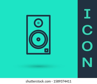Black line Stereo speaker icon isolated on green background. Sound system speakers. Music icon. Musical column speaker bass equipment.  Vector Illustration