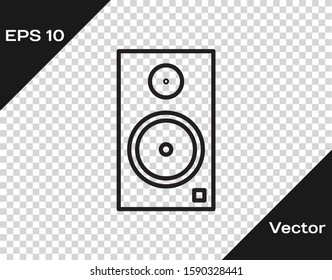 Black line Stereo speaker icon isolated on transparent background. Sound system speakers. Music icon. Musical column speaker bass equipment.  Vector Illustration