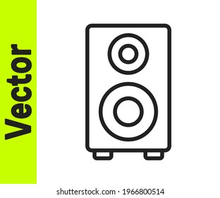 Black line Stereo speaker icon isolated on white background. Sound system speakers. Music icon. Musical column speaker bass equipment.  Vector