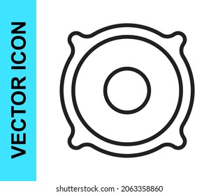 Black line Stereo speaker icon isolated on white background. Sound system speakers. Music icon. Musical column speaker bass equipment.  Vector
