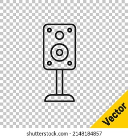 Black line Stereo speaker icon isolated on transparent background. Sound system speakers. Music icon. Musical column speaker bass equipment.  Vector
