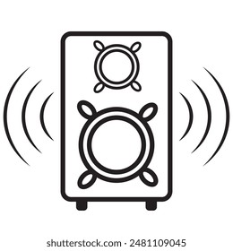 Black line Stereo speaker icon isolated on white background. Sound system speakers. Music icon. Musical column speaker bass equipment. Vector Illustration. Eps 10.