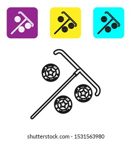 Black line Stick for chips icon isolated on white background. Casino gambling. Set icons colorful square buttons. Vector Illustration