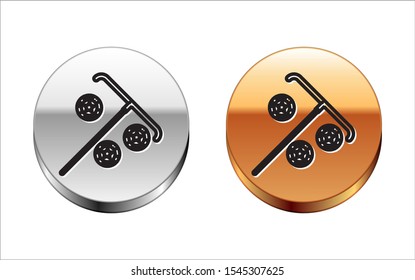 Black line Stick for chips icon isolated on white background. Casino gambling. Silver-gold circle button. Vector Illustration