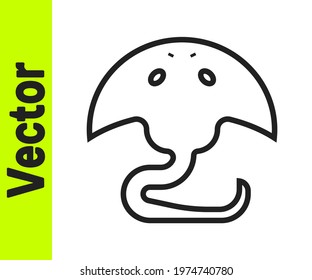 Black line Stingray icon isolated on white background.  Vector