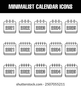 Black line stock calendar icon set
