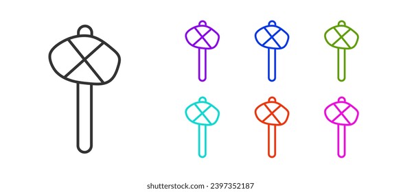 Black line Stone age hammer icon isolated on white background. Set icons colorful. Vector