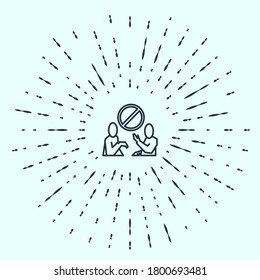 Black line Stop plastic pollution icon isolated on grey background. Ecological poster. Abstract circle random dots. Vector Illustration