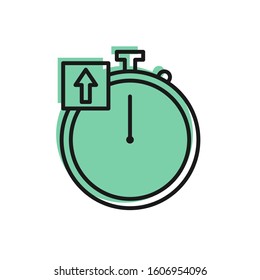 Black line Stopwatch icon isolated on white background. Time timer sign. Chronometer sign.  Vector Illustration