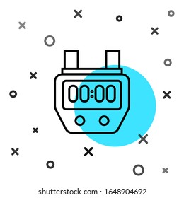 Schwarze Linie Stoppuhr Symbol einzeln auf weißem Hintergrund. Timer-Zeichen. Chronometer Schild. Zufällige dynamische Formen. Vektorillustration-Illustration