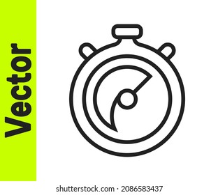 Black line Stopwatch icon isolated on white background. Time timer sign. Chronometer sign.  Vector