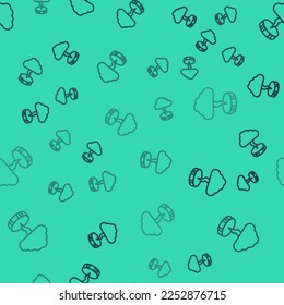Black line Storm icon isolated seamless pattern on green background. Cloud and lightning sign. Weather icon of storm.  Vector