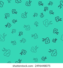 Línea negra Icono de tormenta aislado sin patrón sobre fondo verde. Nube y signo de relámpago. Icono de Clima de la tormenta.  Vector