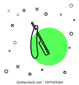 Black line Straight razor icon isolated on white background. Barbershop symbol.  Vector Illustration