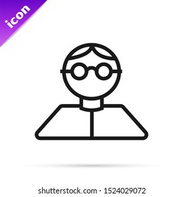 Black line Student icon isolated on white background.  Vector Illustration