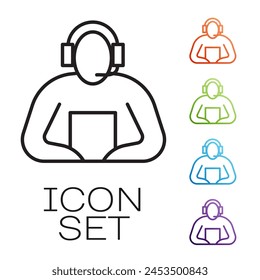 Black line Student icon isolated on white background. Set icons colorful. Vector Illustration
