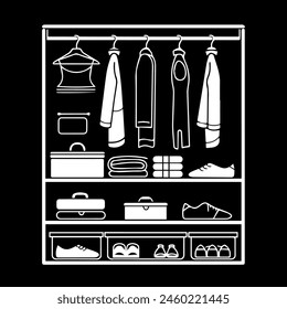 Сloset black line style vector illustration