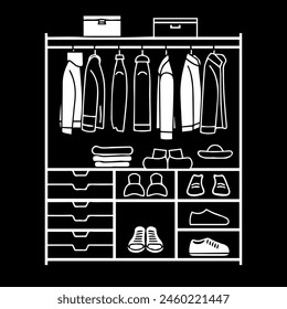Сloset black line style vector illustration