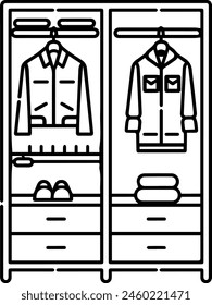 Сloset black line style vector illustration