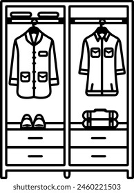 Сloset black line style vector illustration