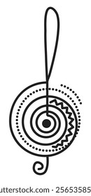 Black line stylized treble clef, vector sign. Outline monochrome illustration