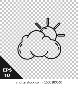Black line Sun and cloud weather icon isolated on transparent background. Vector Illustration Black line Sun and cloud weather icon isolated on transparent background. Vector Illustration