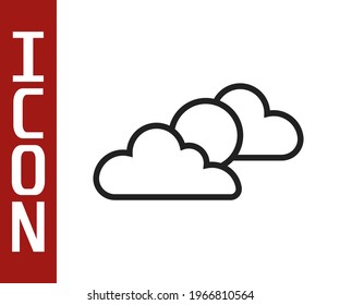 Black line Sun and cloud weather icon isolated on white background.  Vector