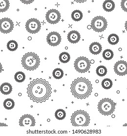Black line Sun icon isolated seamless pattern on white background.  Vector Illustration