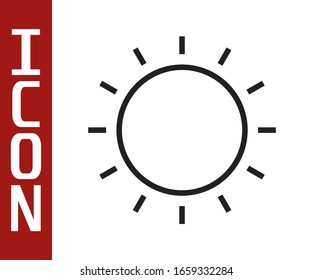 Black line Sun icon isolated on white background. Summer symbol. Good sunny day.  Vector Illustration