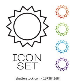 Black line Sun icon isolated on white background. Summer symbol. Good sunny day. Set icons colorful. Vector Illustration
