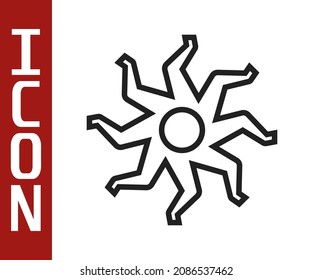 Black line Sun icon isolated on white background.  Vector