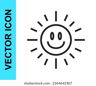 Black line Sun icon isolated on white background.  Vector