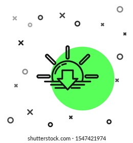 Black line Sunset icon isolated on white background.  Vector Illustration
