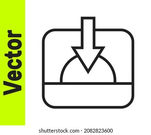 Icono de atardecer de línea negra aislado en fondo blanco.  Vector