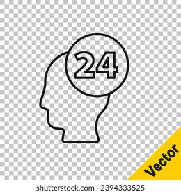 Black line Support operator in touch icon isolated on transparent background. Concept for call center, client support service.  Vector Illustration