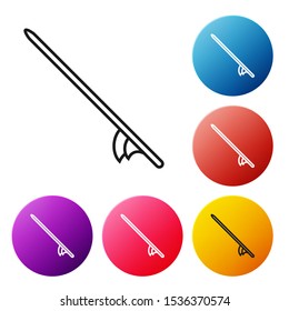 Black line Surfboard icon isolated on white background. Surfing board. Extreme sport. Sport equipment. Set icons colorful circle buttons. Vector Illustration