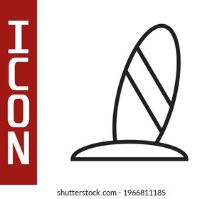 Black line Surfboard icon isolated on white background. Surfing board. Extreme sport. Sport equipment.  Vector
