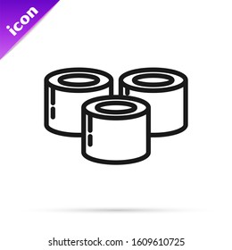 Black line Sushi icon isolated on white background. Traditional Japanese food.  Vector Illustration