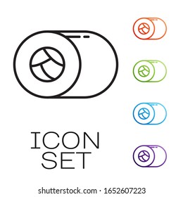 Black line Sushi icon isolated on white background. Traditional Japanese food. Set icons colorful. Vector Illustration