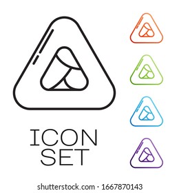 Black line Sushi icon isolated on white background. Traditional Japanese food. Set icons colorful. Vector Illustration
