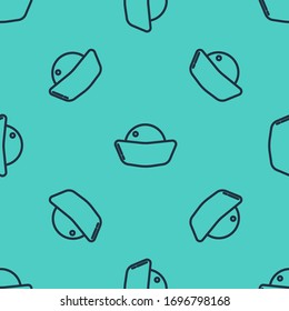 Black line Sushi icon isolated seamless pattern on green background. Traditional Japanese food.  Vector Illustration
