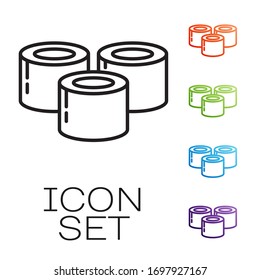 Black line Sushi icon isolated on white background. Traditional Japanese food. Set icons colorful. Vector Illustration