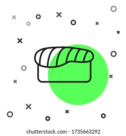 Black line Sushi icon isolated on white background. Traditional Japanese food.  Vector Illustration