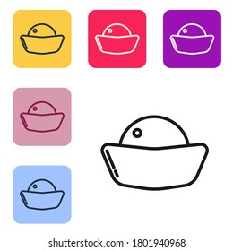 Black line Sushi icon isolated on white background. Traditional Japanese food. Set icons in color square buttons. Vector Illustration