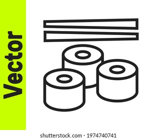 Black line Sushi icon isolated on white background. Traditional Japanese food.  Vector
