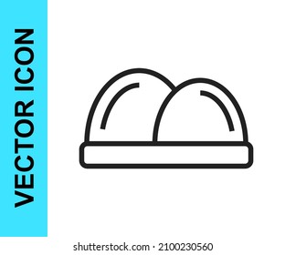 Black line Sushi icon isolated on white background. Traditional Japanese food.  Vector