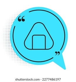 Black line Sushi icon isolated on white background. Traditional Japanese food. Blue speech bubble symbol. Vector