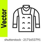 Black line Sweater icon isolated on white background. Pullover icon.  Vector