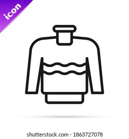 Black line Sweater icon isolated on white background. Pullover icon.  Vector
